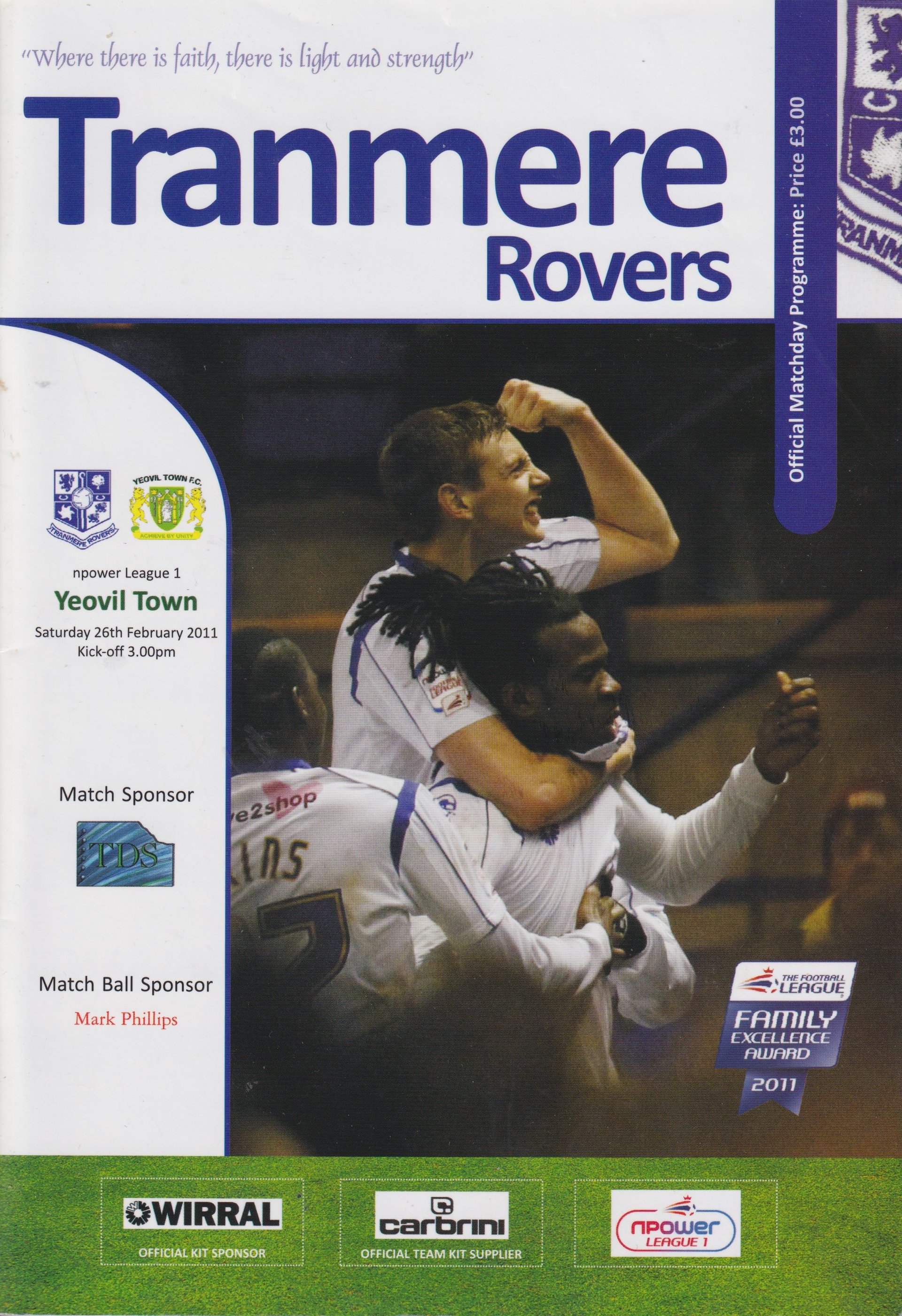Tranmere Rovers v Yeovil match programme